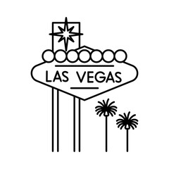 Las Vegas Sign, line icon. Landmark of Las Vegas city, NV. Linear illustration, editable strokes, simple pictogram