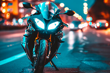 Modern bike in the night city