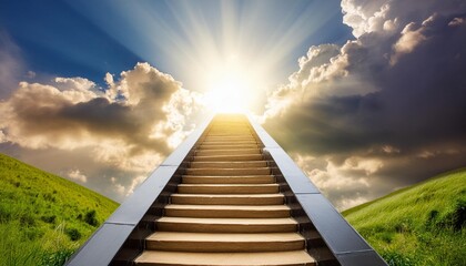 stairway leading up to heavenly sky toward the light - Powered by Adobe