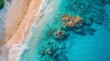 Crystal Clear Blue Ocean Water Meeting Sandy Shoreline