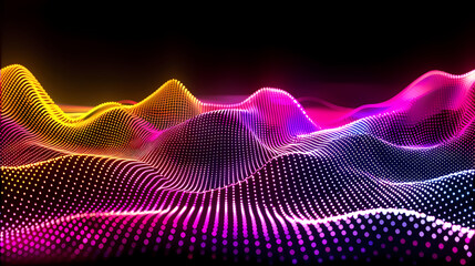 Abstract Digital Landscape Illuminated With Colored LED Lights