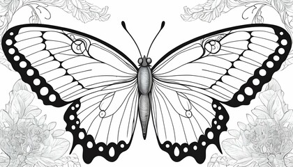 Intricate Black And White Butterfly With Delicate