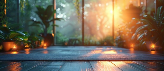 Blurred Background of a Yoga Studio Interior