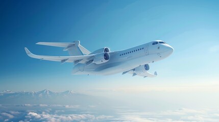 Obraz premium Airplane taking off against a clear blue sky