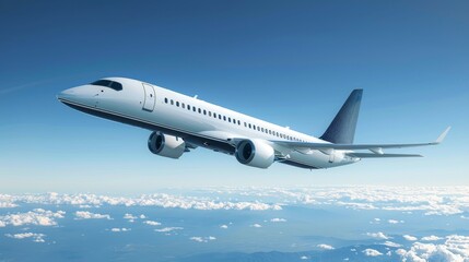 Obraz premium Airplane taking off against a clear blue sky