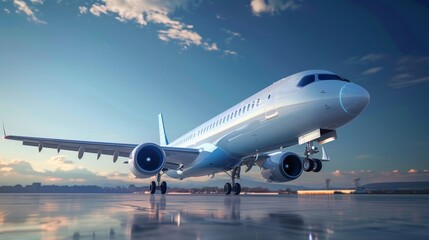 Airplane taking off against a clear blue sky