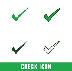 Simple Check icons in different designs vector set
