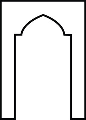 Arabic arch window and doors icon. Traditional and culture Vector isolated on white background. Collection of patterns in oriental style. Frames in Islamic Muslim design for Ramadan Kareem.