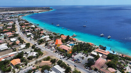 Bonaire Skyline At Kralendijk In Bonaire Netherlands Antilles. Caribbean Island. Downtown Skyline....