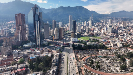 Financial Center At Bogota In Cundinamarca Colombia. Downtown Cityscape. Financial District...