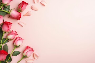 Obraz premium Bunch of Pink and Red Roses on Pink Background