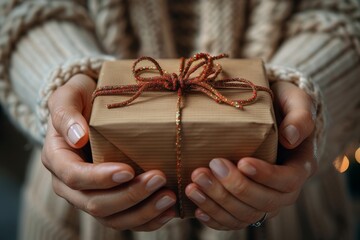 An image focusing on the glittery ribbon and bow on a neatly wrapped gift, highlighting the textures