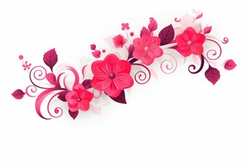 White Background With Red and Pink Flowers