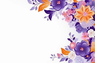 Purple and Orange Flowers on White Background