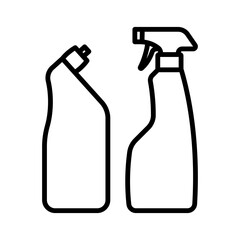 Liquid detergent, line icon. Cleaners in plastic bottles. A housework concept. Linear illustration, editable strokes, minimalistic sign