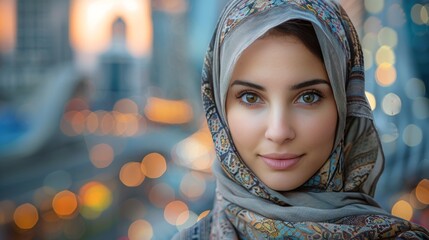 Woman in a Headscarf at Sunset