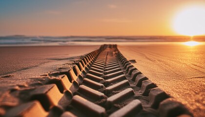 tyre tread pattern in beach sand