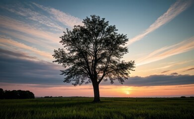 Obraz premium professional photograph of single tree in sunset