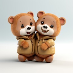 Cartoon cute bears hugging. Happy hug day.