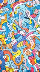 Vibrant Abstract Painting With Diverse Shapes and Colors