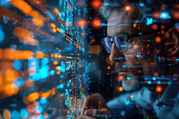 Capturing the concept of privacy and identity in the digital age with a face hidden by digital distortion and bright colors