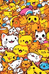 Obraz premium Cluster of Cats Gathering Together