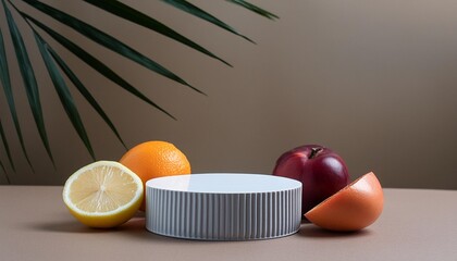 fruit podium background product citrus beauty vitamin orange cosmetic lemon summer podium fruit...