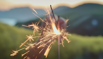 close up of the sparks from burning sparklers - Powered by Adobe