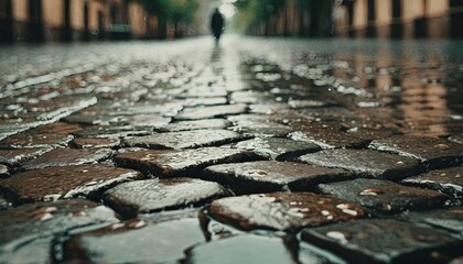 wet stone pavement background after rain