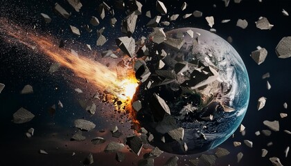 planet explosion meteor impact planet shattering in half