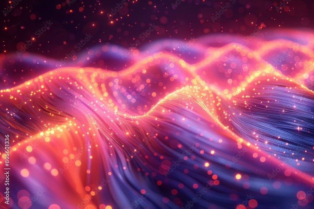 Wall mural vibrant and colorful abstract image capturing the energetic flow and movement of glowing particles i