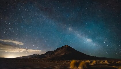 view of the starry night over the mountain in the desert of bolivia