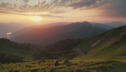 summer landscape in the mountains sunset