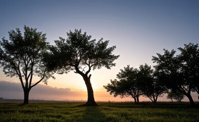 Fototapeta premium professional photograph of single tree in sunset