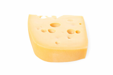 Piece of delicious cheese isolated on white