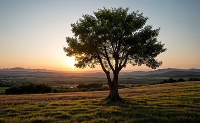 Fototapeta premium professional photograph of single tree in sunset