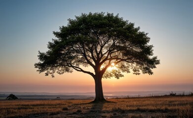 Obraz premium professional photograph of single tree in sunset