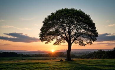 Naklejka premium professional photograph of single tree in sunset