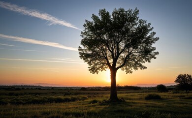 Obraz premium professional photograph of single tree in sunset
