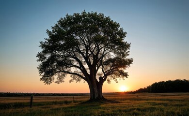 Obraz premium professional photograph of single tree in sunset