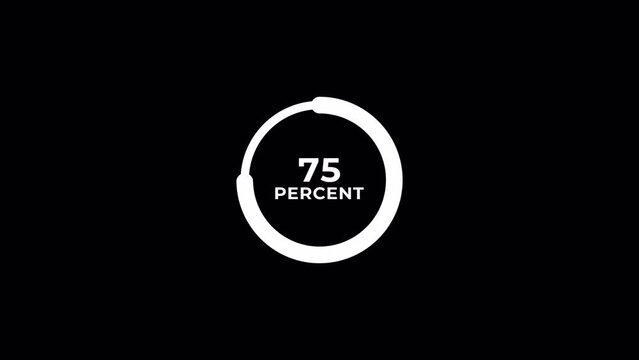 0 to 75 percent Circle loading bar animation, alpha channel. 4k videos