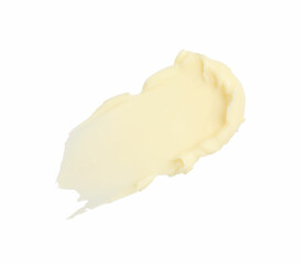 Fresh natural butter isolated on white, top view