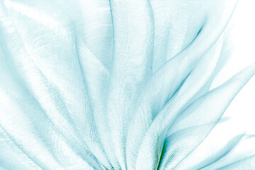 closeup of the wavy blue color  organza fabric
