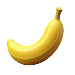 3D banana with transparent and yellow background