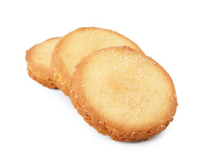 Tasty sweet sugar cookies isolated on white