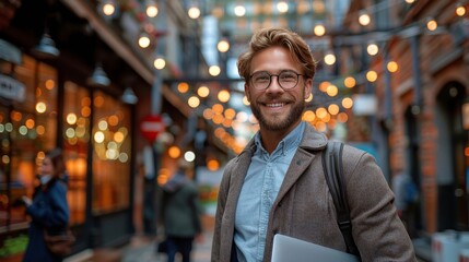 Fototapeta premium Businessman in Suit and Tie on City Street