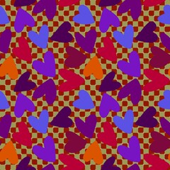 Valentines hearts seamless retro pattern for wrapping paper and fabrics and kids print and festive party accessories