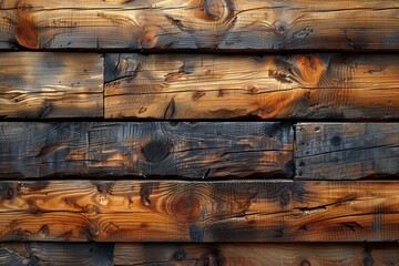 This close-up shot showcases the beauty of textured wooden planks with their rich colors and grain patterns, perfect for rustic interiors