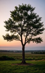 professional photograph of single tree in sunset