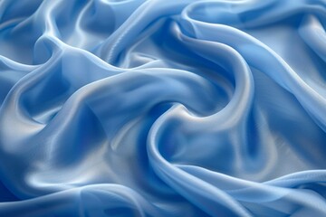Obraz premium A close-up image capturing the delicate details and rich texture of a blue satin fabric draped gracefully